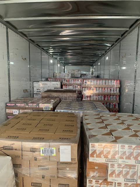 Truckload of case-packed inventory loaded at the Prestige Productions warehouse